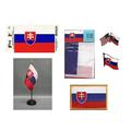 Flag Pack - Includes a 3x5 Polyester Flag Vinyl Flag Decal Single & Double Friendship Flag Lapel Pin Miniature Desk Flag With Stand & Iron-On Flag Patch (Slovakia)