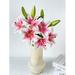 Yalzone 2 Pcs 28 inch Pink Artificial Lily Flowers Fake Real Touch Lily 3 Heads 2 Buds Pink Flowers
