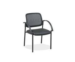Lorell LLR60462 Guest Chairs 24in.x23.50in.x32.75in. Black Faux Leather Seat