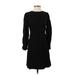 J.Crew Casual Dress - A-Line Crew Neck Long sleeves: Black Print Dresses - Women's Size 2