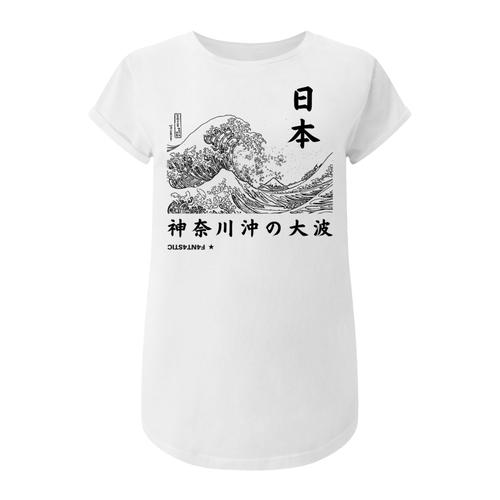 „T-Shirt F4NT4STIC „“Kanagawa Welle Japan““ Gr. XL, weiß Damen Shirts Jersey Print“