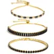 Bracelet de tennis plaqué or véritable pour hommes et femmes bijoux plaqués à la main noir