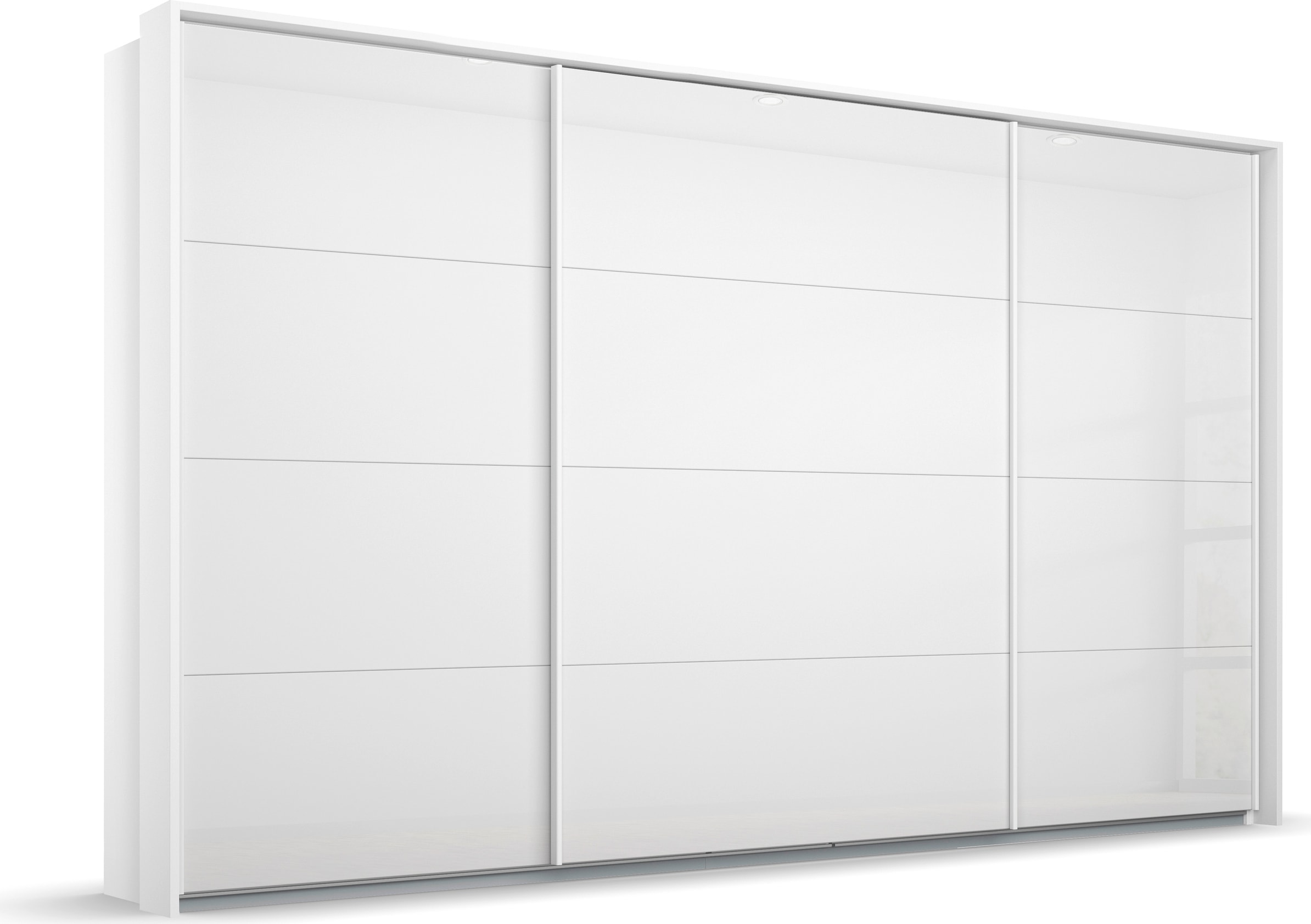 Schwebetürenschrank RAUCH "Kleiderschrank Schrank Garderobe OTELI inkl. 3 Innenschubladen", weiß (weiß, hochglanz weiß), B:323cm H:233cm T:68cm, Holzwerkstoff, Schränke, inkl. Passepartout optional mit Beleuchtung Image