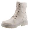 Schnürboots TOM TAILOR, Damen, Gr. 40, beige, Lederimitat, Elastischer Einsatz, sportlich, Schuhe, Winterstiefel mit Logoprägung an der Ferse