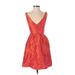 Lula Kate Casual Dress - A-Line Plunge Sleeveless: Red Solid Dresses - Women's Size 2