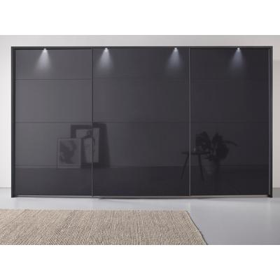 Schwebetürenschrank RAUCH "Oteli", grau (graumetallic, effektgrau hochglanz), B:368cm H:233cm T:68cm, Holzwerkstoff, Schränke, inkl. Passepartout optional mit Beleuchtung Image