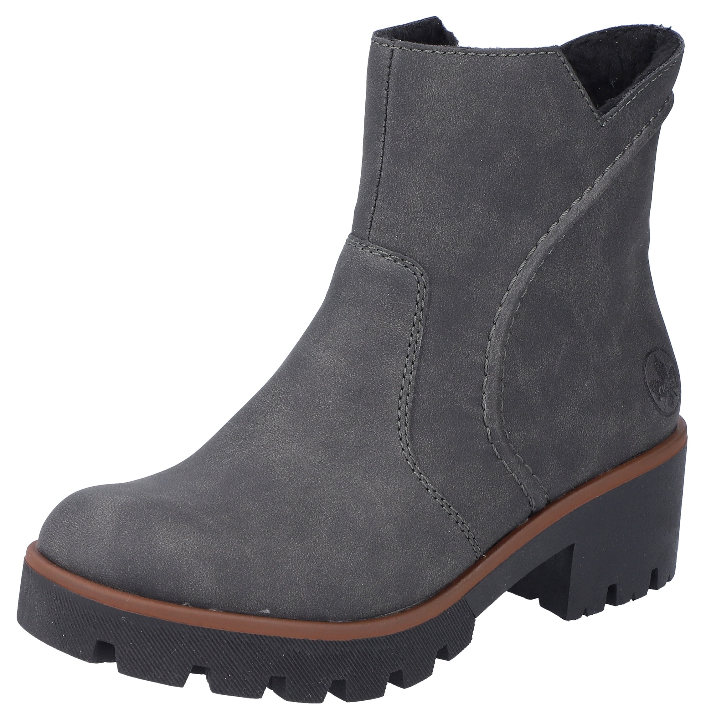 Winterstiefelette RIEKER, Damen, Gr. 37, grau (dunkelgrau), Lederimitat, Schuhe Winterstiefelette, mit Innen-Reißverschluss für leichten Einschlupf, Topseller