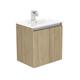 Newland 500mm Wall Hung Double Door Ceramic Basin Unit - Natural Oak