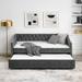 Bunk Bed Twin Size Upholstered Tufted Sofa Bed with Trundle, Grey