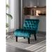 Velvet Lounge Accent Chair for Livingroom Tufted Backrest Armless Side Chair Upholstered Sleeper Chair with Wood Legs, Teal