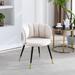 Modern Off-White Velvet Lounge Chair - Unique Back Design and Black Metal Feet - Ideal for Office, Living Room, or Bedroom