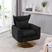 360-degree Swivel Accent Chair w/ Wide Upholstered Armchairs for Livingroom Teddy Fabric Sofa Barrel Arm Chairs, Black