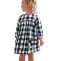 KYMIDY Girl Casual Dress Long Sleeve Buffalo Check Black White Plaid Dresses for Kids 4T