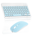 Rechargeable Bluetooth Keyboard and Mouse Combo Ultra Slim Full-Size Keyboard and Ergonomic Mouse for vivo iQOO U3x Standard and All Bluetooth Enabled Mac/Tablet/iPad/PC/Laptop - Sky Blue