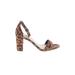 Bamboo Heels: Slip-on Chunky Heel Boho Chic Tan Leopard Print Shoes - Women's Size 7 - Open Toe