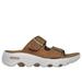 Skechers Women's GO WALK Massage Fit - Immerse Sandals | Size 7.0 | Chestnut | Leather/Metal | Hyper Burst