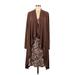 Kelly By Clinton Kelly Casual Dress - Mini Tie Neck Long sleeves: Brown Print Dresses - Women's Size Medium