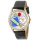Whimsical Watches History Teacher Royal Blue Leather and Goldtone Unisex Quartz Watch with White Dial Analogue Display and Multicolour Leather Strap C-0640009