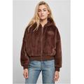 Collegejacke FUBU "Fubu Damen FW224-022-1 Signature Rhinestone Fur Jacket brown" Gr. M, braun (brown) Damen Jacken Sportjacken