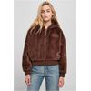 Collegejacke FUBU "Fubu Damen FW224-022-1 Signature Rhinestone Fur Jacket brown", Damen, Gr. S, braun, 100% Polyester, mehrfarbig, casual, normal, ohne Ausschnitt, Langarm, Jacken
