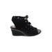 Earth Wedges: Black Print Shoes - Women's Size 7 - Open Toe