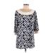 Tiana B. Casual Dress - Shift Scoop Neck 3/4 sleeves: Blue Print Dresses - Women's Size Medium