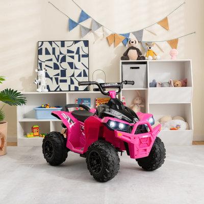 Costway kids 12v Battery Powered Ride On Atv Electric 4-wheeler Quad Car w/ Mp3 & Light Plastic in Pink/Black | 27.6 H x 22.8 W x 37.8 D in | Wayfair