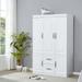 Latitude Run® Abderdeen Armoire w/ Shelves,2 Drawers, White Armoire,74“ H x 47" W x 20"D Wood in Brown/White | 74 H x 47 W x 20 D in | Wayfair