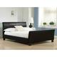 Furniturestop - Smart Modern Faux Leather Frame Sleigh Bed - Black - 1500 Pocket Spring Mattress 5ft - Black
