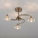 Harperliving - 3 Light Semi-Flush Ceiling Light, Antique Brass Finish, Clear Glass Shades, G9 Bulb Cap