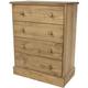 Malvern - Chest 4 Drawers Solid Pine Wooden Bedroom Home Furniture Clothing Storage Unit - Brown