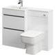 City Combination Gloss White 1100mm l Shaped Left Hand 2 Drawer Vanity Unit Toilet Suite - White - Wholesale Domestic