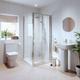Bathroom Suite Bifold Shower Enclosure Basin Sink Pedestal Toilet wc Tray 900mm - White
