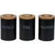 3PC Chic Tea, Coffee & Sugar Canisters - black Style Cylindrical - Black - Simpa