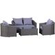 Garden 4-Seater Sofa Set Rattan Furniture Coffee Table Chair Bench Grey - Grey - Outsunny