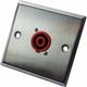 Loops - Brushed Steel Speaker Cable Socket Outlet Wall Face Plate spkon Solder Connector