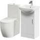 Neiva Gloss White 450mm 1 Door Vanity Unit and Toilet Suite including Darnley Round Toilet - White - Wholesale Domestic