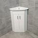 Corner Vanity Unit 2 Door including Basin Sink Cloakroom Unit - Gloss White, With tap