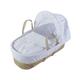 Kinder Valley - Rodger and Millie Blush Palm Moses Basket With Quilt, Padded Liner, Body Surround and Adjustable Hood