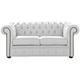 Chesterfield 2 Seater Shelly Winter White Leather Sofa Settee