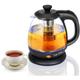 Small Electric Kettle, Keep Warm Glass Kettle with Filter Tea Infuser, 2200W 1L Black Cordless Water Tea Kettle for Home and Office - Abel 30A59