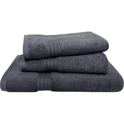 Handtuch Set DYCKHOFF "Siena", grau (graphit), 3 tlg., Frottier, Frottier, Obermaterial: 100% Baumwolle, Handtuch-Sets, mit Bordüre; 2 Handtücher (50x100cm), 1 Duschtuch (70x140cm) Image