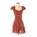 Topshop Casual Dress - A-Line: Orange Leopard Print Dresses - Women's Size 2 Petite