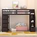 Twin-Size Loft Bed w/Storage Drawers&Stairs, Wooden Loft Bed Espresso