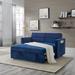 Velvet Upholstered Loveseat Sofa with Pull Out Sleeper Couch Bed, 2 Seater Sofa & Couch w/Adjustable Backrest and Pillows