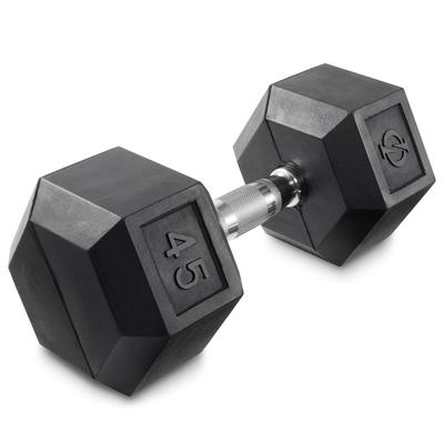 Rubber Coated Hex Dumbbell, Cast Iron Hand Weights, 25 lb to 50 Pound