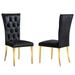 Velvet Tufted Upholstered Dining Room Chairs in Buttons Tufted High Back and Mirror Stainless Steel Legs