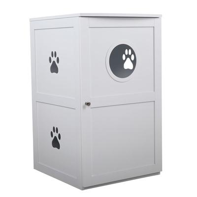 White 2-Tier Wood Cat Washroom with Vents