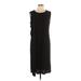 DKNY Casual Dress - Midi Crew Neck Sleeveless: Black Print Dresses - Women's Size Large