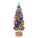 Vickerman 12" Vintage Tabletop Frosted Green Artificial Christmas Tree, Multi-colored Ornament.